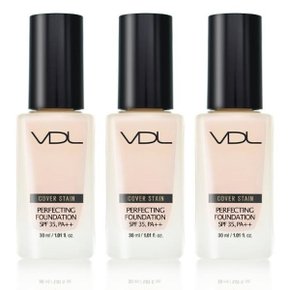 VDL 커버스테인 퍼펙팅 파운데이션 30ml V02 (21호 따뜻한 옐로우톤) 3개