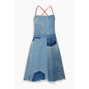 Carolyn Murphy open-back frayed patchwork denim dress 블루 1647597348324653