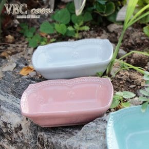 레이스 13×8cm 스몰 직사각플래터 핑크