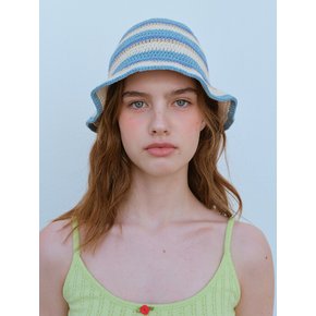 HANDMADE STRIPE BUCKET HAT, BLUE