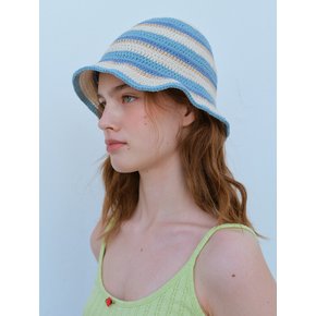 HANDMADE STRIPE BUCKET HAT, BLUE