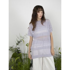 LINEN STRIPE KNIT TOP - PURPLE