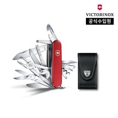 [공식] 스위스 챔프 미디움 포켓  레드 + 레더 파우치 1.6795.LB1