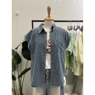 반에이크 롤업슬리브데님블라우스 VB57DBM502Z