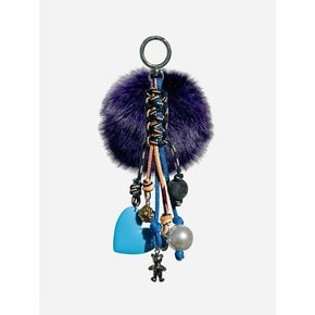 Multi Weaving Fur Keyring - Black Fur