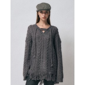 v tassel knit ops [grey]