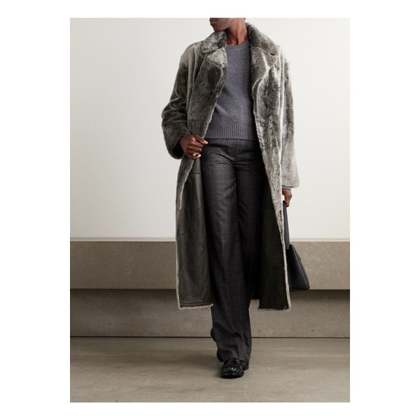 이브살로몬 더블 브레스트 시어링 코트 그린 46376663162924580