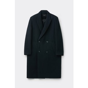네이비 오버사이즈 핏 하프 더블 브레스트 울 코트 CWCAW25711NYD