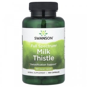 (스완슨) Swanson, Full Spectrum®, 밀크시슬, 1,000mg, 캡슐 100정(캡슐당 500mg)