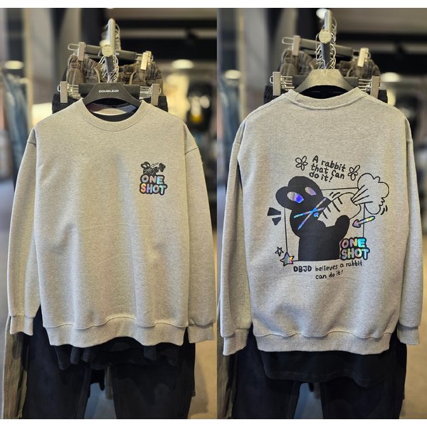 [시흥점] 원샷래빗 홀로그램 세미오버핏 맨투맨(남여공용)/JGZK22906GY