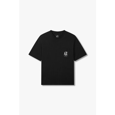 ARMANI EXCHANGE AX 남성 자수 로고 패치 포켓 티셔츠- 블랙(A415130107)