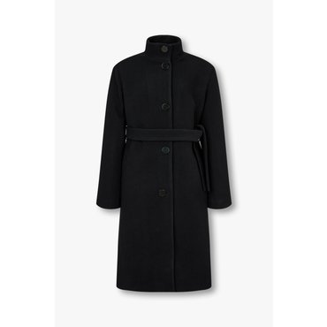 ARMANI EXCHANGE AX 여성 하이넥 사이드 슬릿 벨티드 코트-블랙(A424310513)