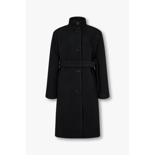 ARMANI EXCHANGE AX 여성 하이넥 사이드 슬릿 벨티드 코트-블랙(A424310513)