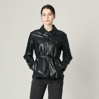 올앤썬드리 [여주점] 올앤선드리 레더 벨티드 셔츠형 블라우스 A4W9B405