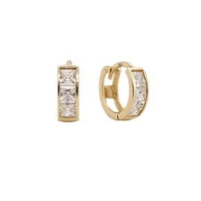 14k Square Cubic One Touch Earrings