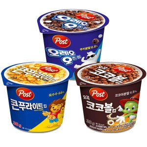  포스트 컵 시리얼  코코볼 30g 4개 콘푸라이트 30g 4개 오레오오즈 30g 4개 총12개