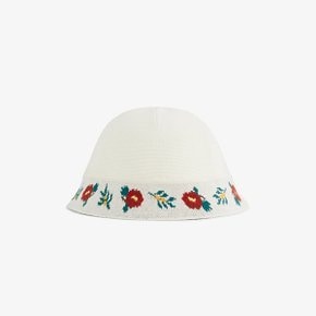 [해외] 에임레온도르 FLORAL KNIT BUCKET 모자 화이트