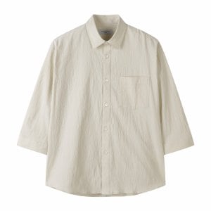 커스텀멜로우 [아울렛 전용] basic seersucker 3/4 sleeve shirt_C9SAM24301BEX