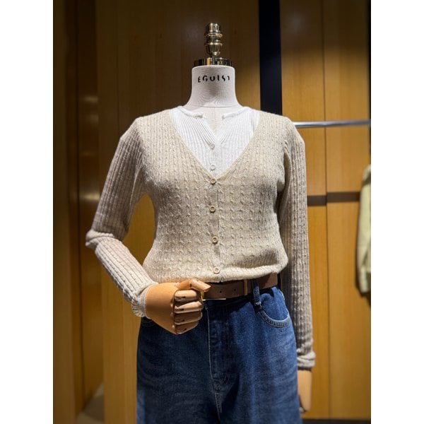 [시흥점] 여성 배색 포인트 골지 니트가디건 (ER4BX007)