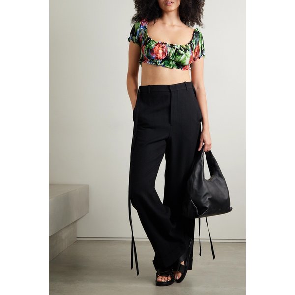 노마카말리 호세 오프숄더 크롭 플로럴 프린트 스트레치 저지 탑 43769801098150780