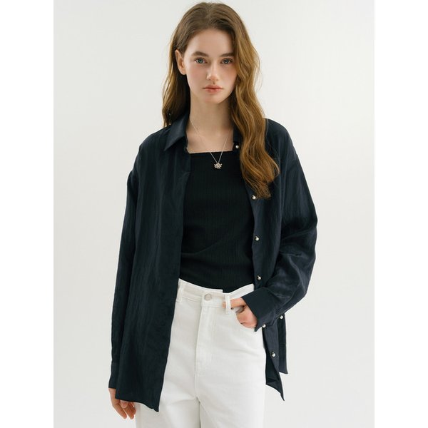 [리퍼브]D Silky Pearl Button Shirt_Dark Navy