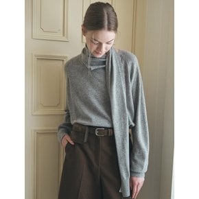Scarf Draping Knit Top - Grey