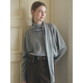 Scarf Draping Knit Top - Grey