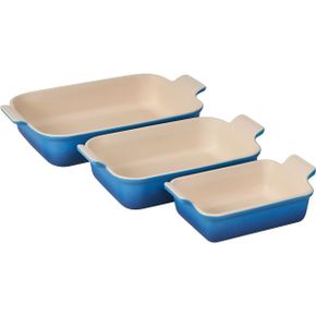 영국 르쿠르제 무쇠냄비 Le Creuset Stoare Heritage Set 3 Rectangular Dishes Marseille 16325