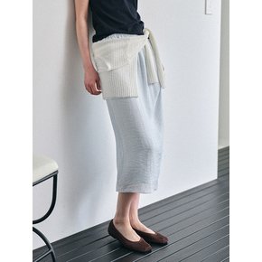 Textured Elastic Waist Midi Skirt (2color)