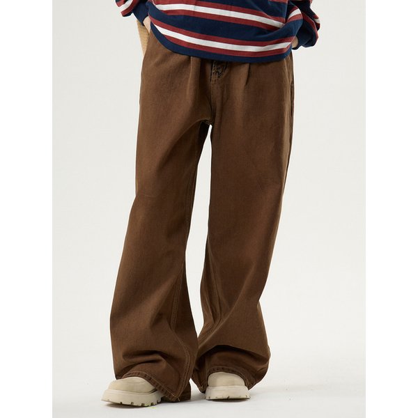 커스텀 원턱 다잉 팬츠 브라운 _Custom One-Tuck Dyeing Pants Rose Brown