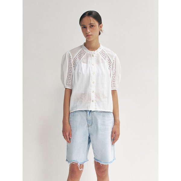 RTR LACE PUFF SLEEVE BLOUSE _2COLORS