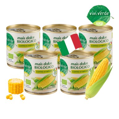COOP 비비베르데 이탈리아 유기농 스위트콘(옥수수콘) 160g 5캔 무설탕 무첨가물 Non GMO