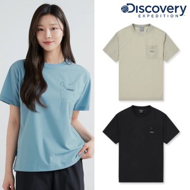 디스커버리 [24S/S] 디스커버리 DWRS82043 여성 폴튼 가슴포켓 우븐 반팔티셔츠 여름 냉감 티셔츠