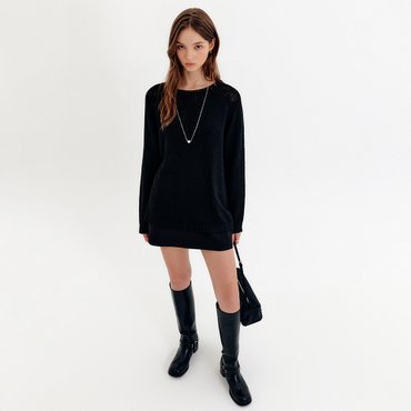 룩캐스트 틸 루즈 핏 네트 스웨터_블랙 / TILL LOOSE FIT NET SWEATER_BLACK