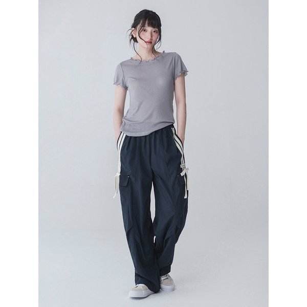 PINTUCK TAPING CARGO PANTS_NAVY