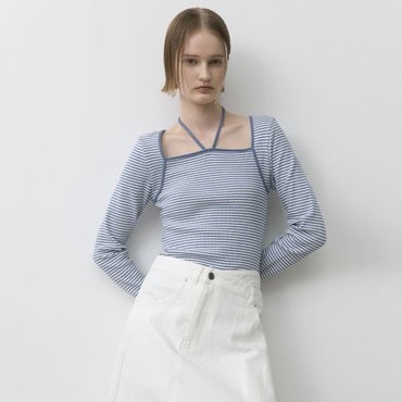 나인(Atelier Nain) [25S/S](택가:59,000원)스트라이프 홀터 슬림티(T-6995)