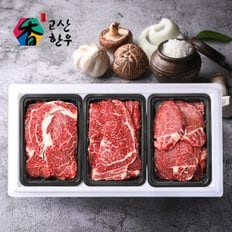 [냉장] 고산한우 1등급이상 암소구이세트 정성드림3호(1kg)/등심400g+채끝300g+안심300g