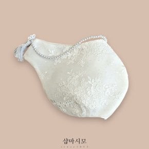 여아한복 모자 반짝이는 화이트 레이스 조바위