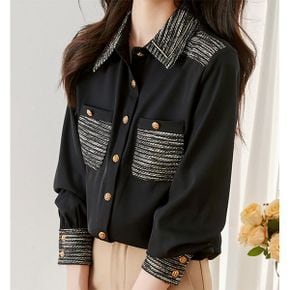 투톤포켓 금장버튼 셔츠 블라우스 ECCDA2_P369877765