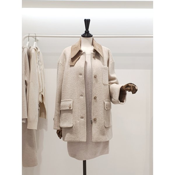 [파주점] 쥬크 주크 골덴카라 비조 디테일 하프코트 V254MSG982