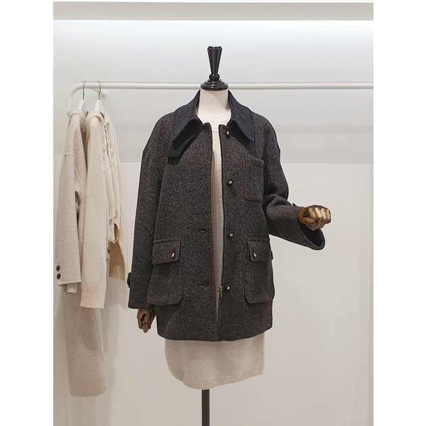 [파주점] 쥬크 주크 골덴카라 비조 디테일 하프코트 V254MSG982