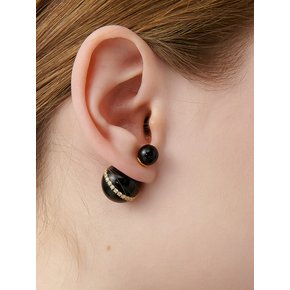 Black Chic Frontback Silver Earring Ie368