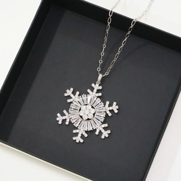 [옷자락] 여자 에스닉 화려한 눈꽃 큐빅 팬던트 롱체인 목걸이