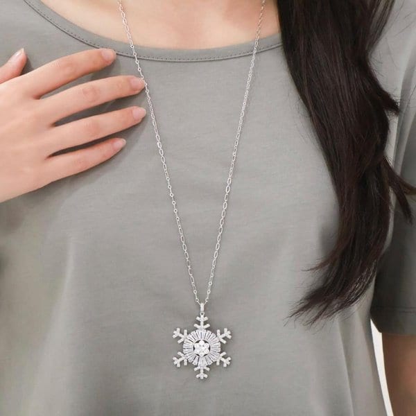 [옷자락] 여자 에스닉 화려한 눈꽃 큐빅 팬던트 롱체인 목걸이