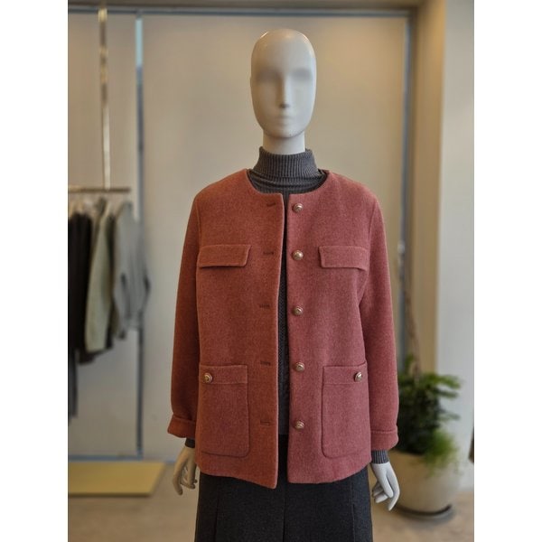 [여주점] [더 아이잗] 여성 울 캐시미어 블렌드 라운드넥 포켓 재킷(IRBA0JK118)