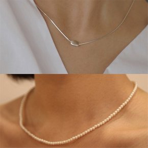 [SET]Organic shape necklace set_TN91_Silver925