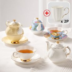  고원 엘린 티포원 300ml 1인 찻잔 티팟세트 도자기 티포트+펌킨 머그컵 2P