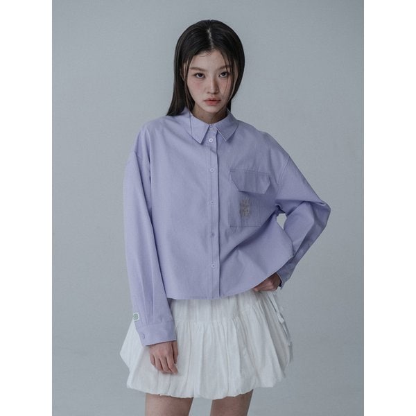 [리퍼브]PASTEL COTTON CROP SHIRTS_LIGHT PURPLE