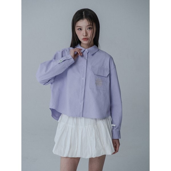 [리퍼브]PASTEL COTTON CROP SHIRTS_LIGHT PURPLE