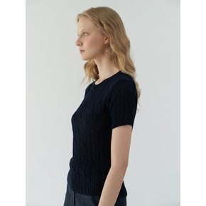 Cable Pattern Knit ( Navy )